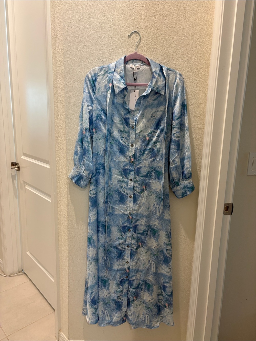 Current Air Blue Marble Maxi Shirt Dress